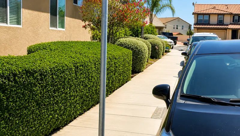 Sculpted hedges — residential frontage