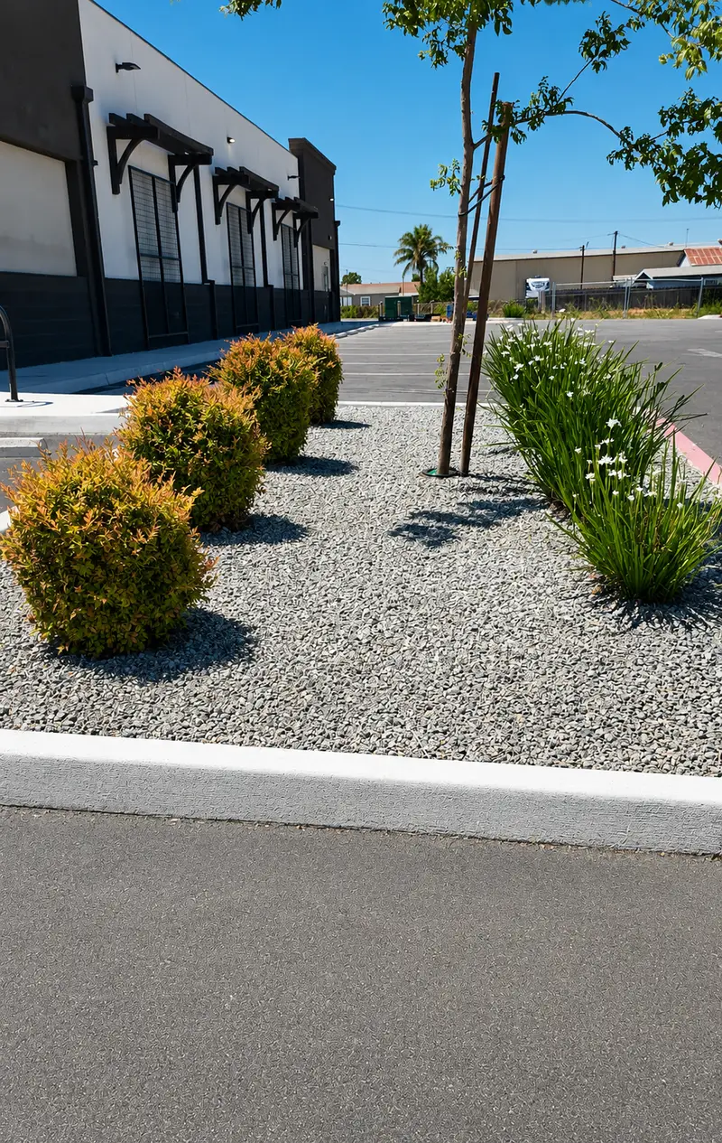 Commercial xeriscape — drought-tolerant